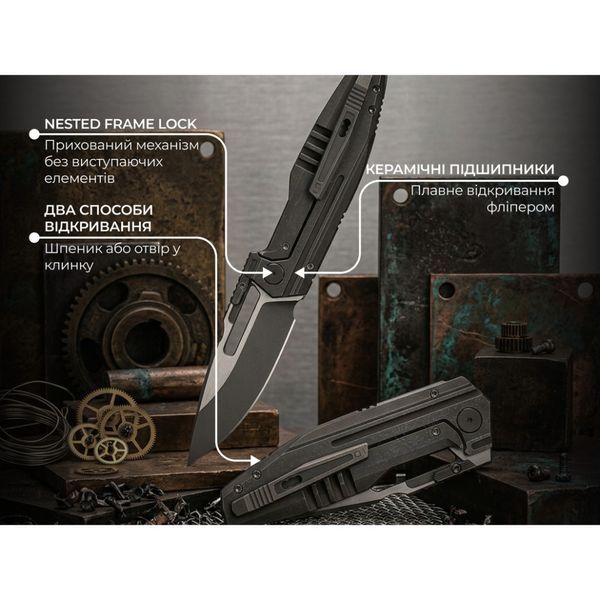 Ніж складаний туристичний Weknife Reveille (9.7 см) Bohler M390 / Titanium оливково-сірий 75373 фото