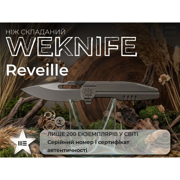 Ніж складаний туристичний Weknife Reveille (9.7 см) Bohler M390 / Titanium оливково-сірий 75373 фото