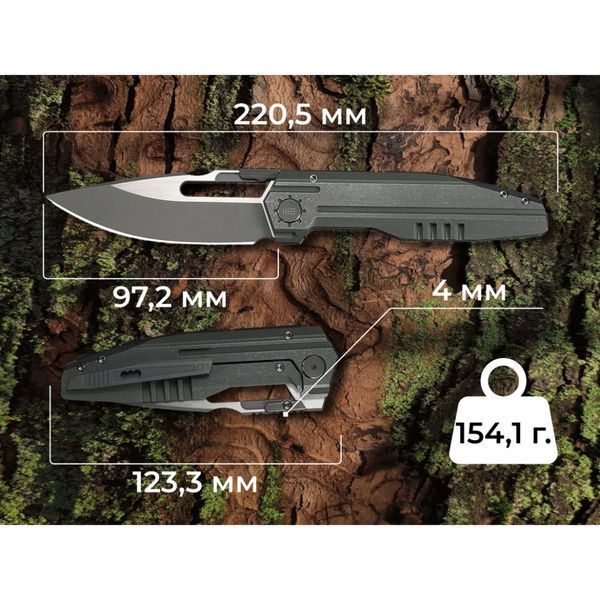 Ніж складаний туристичний Weknife Reveille (9.7 см) Bohler M390 / Titanium оливково-сірий 75373 фото
