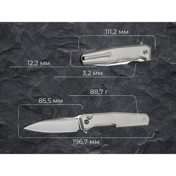 Ніж складаний туристичний Weknife Dressytak (8.6 см) Bohler M390 / Titanium сірий