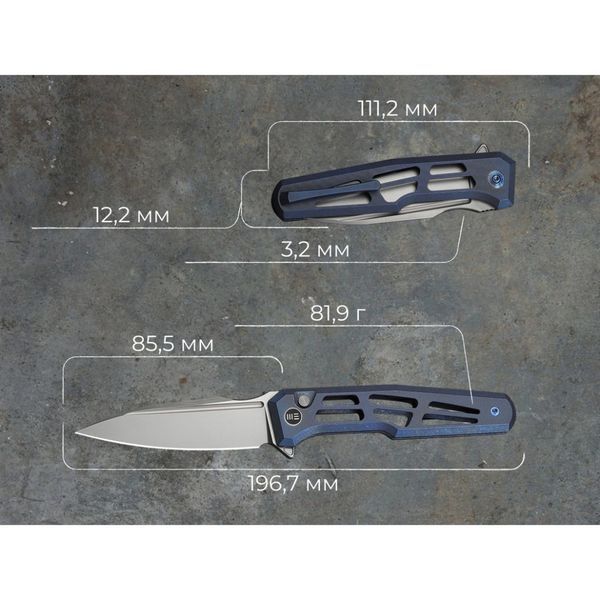 Ніж складаний туристичний Weknife Dressytak (8.6 см) Bohler M390 / Titanium синій 75384 фото