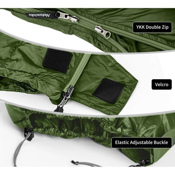 Спальний мішок з натуральним пухом Naturehike CWM295 CNK2300SD013, зелений