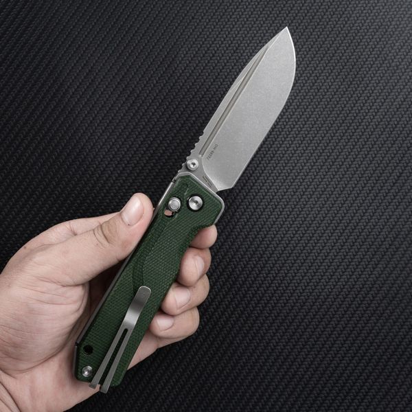 Ніж складаний туристичний SRM Rubik 7228B-MG (8.7 см) 14C28N / Micarta зелений