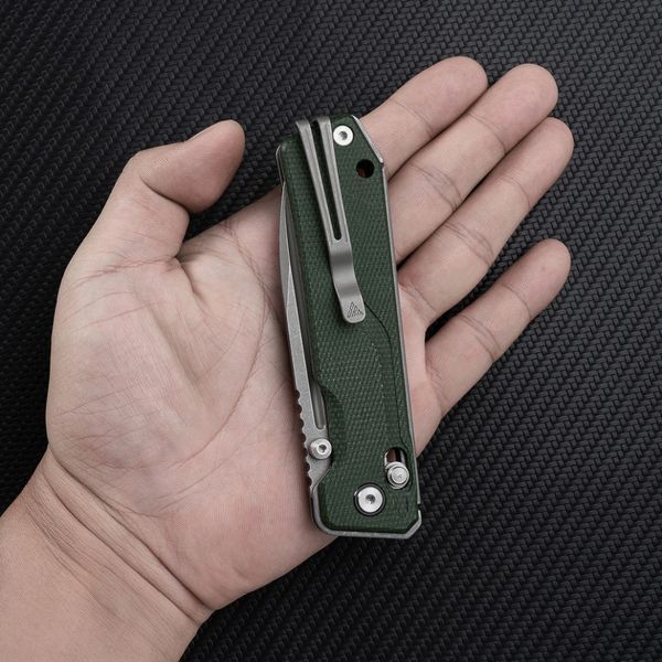 Ніж складаний туристичний SRM Rubik 7228B-MG (8.7 см) 14C28N / Micarta зелений