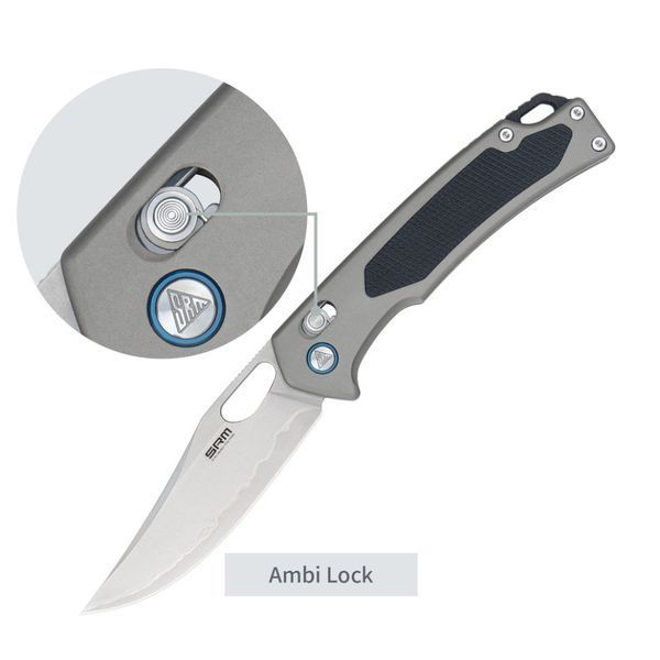 Ніж складаний туристичний SRM Retriever 9203-AK (9 см) 140Cr / G10 чорно-сірий 73114 фото