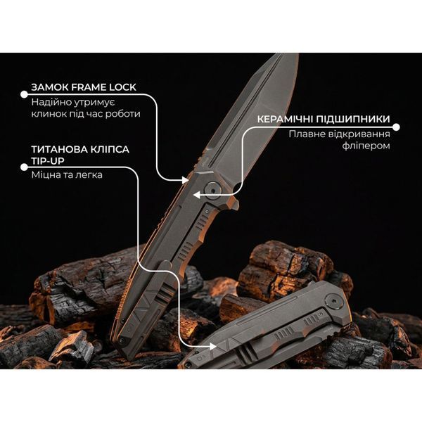 Ніж складаний туристичний Weknife Breach (9.8 см) Bohler M390 / Titanium вугільно-сірий 75375 фото