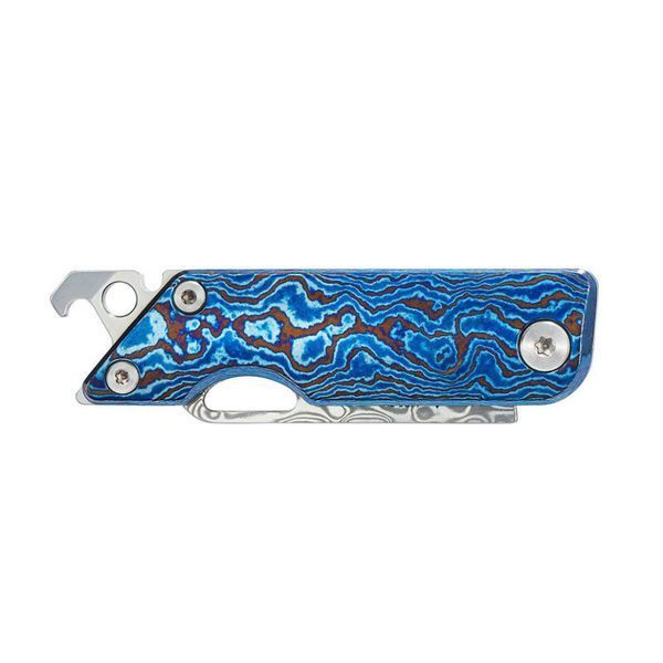 Ніж складаний кишеньковий SRM 6435-TL, (4.1 см) Damascus / Titanium блакитний