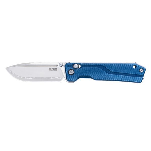 Ніж складаний туристичний SRM Rubik 7228B-ME2 (8.7 см) 14C28N / Micarta блакитний 73112 фото