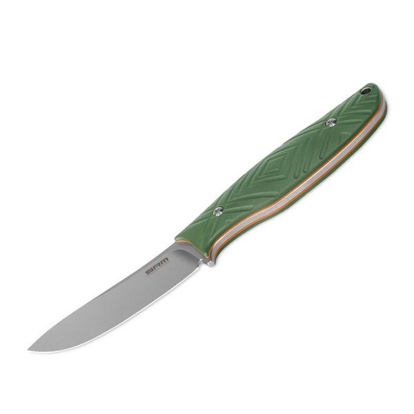 Ніж з чохлом туристичний SRM Fossa 605T-GP, (8.8 см) 14C28N / G10 зелений 75017 фото