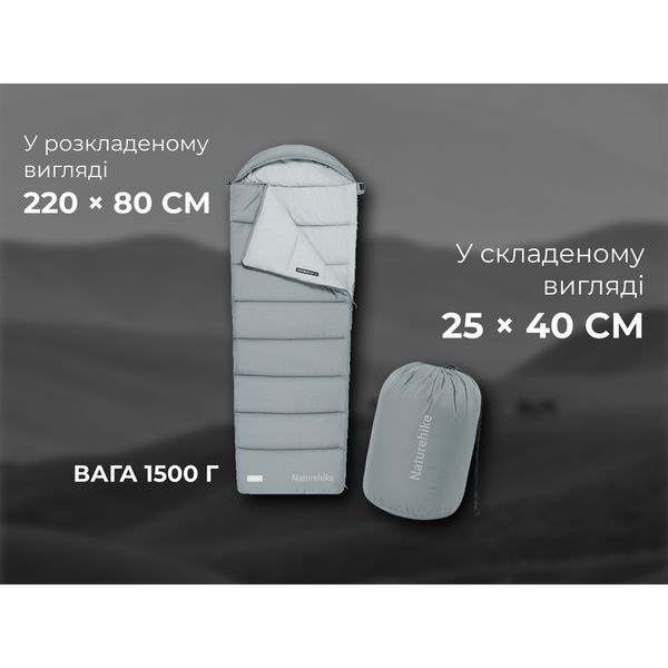 Спальний мішок з капюшоном Naturehike MS300 CNK2350WS023 лівий, сірий 74473 фото