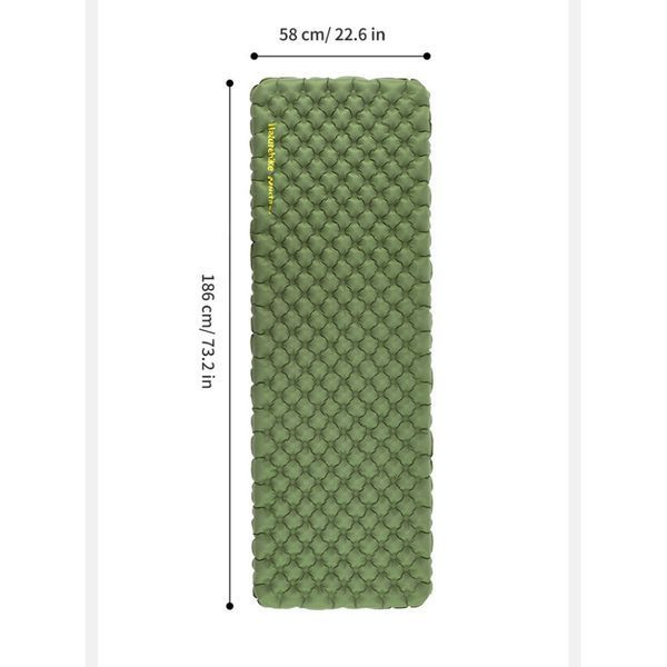 Матрац туристичний надувний одномісний Naturehike CNK2450WS014, надлегкий, 186х58х8 см, зелений із мішком для надування 1-68973-2 фото